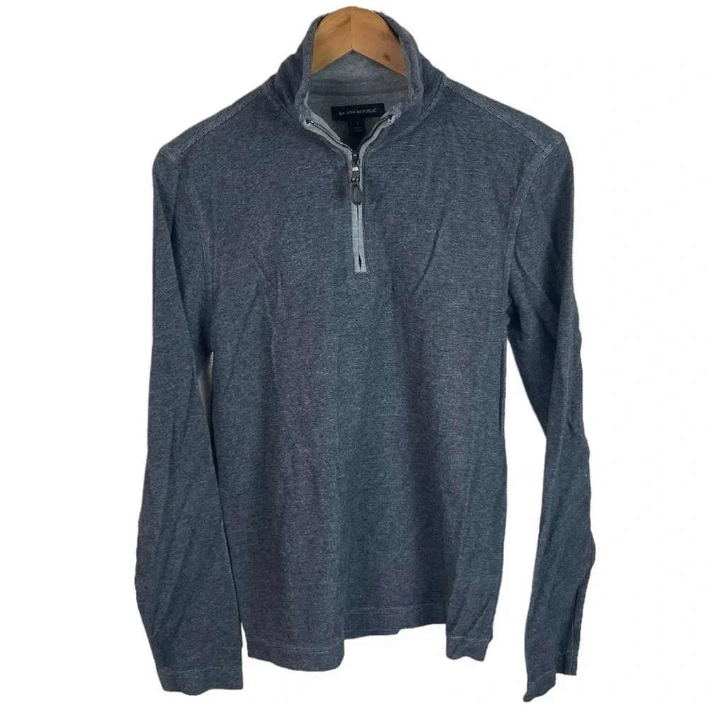 B7 Mens Banana Republic Quarter Zip Preppy Pullover Sweater S